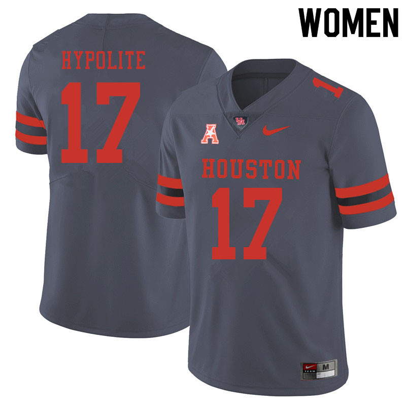 Women #17 Hasaan Hypolite Houston Cougars College Football Jerseys Sale-Gray
